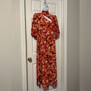 ELOQUII Plus Size 16 Multicolor Floral A-Line Summer Dress